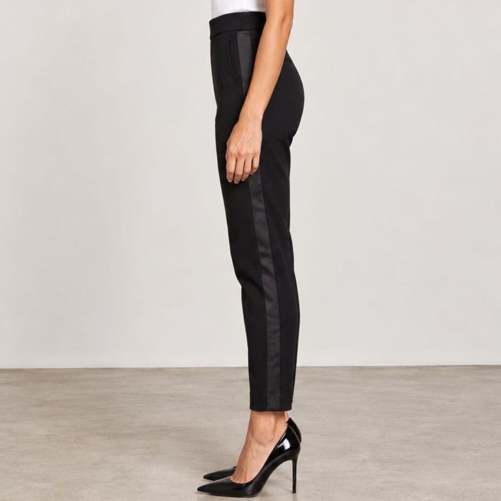 NWT Chloé Tuxedo Crepe Pants Straight Leg with Silk-Blend Accents FR 34 US 2